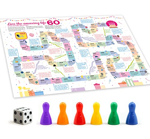 Snakes And Ladders Game For 60Th Birthday - 60 Birthday Gift For Women Or Men - Funny Board Dice Game Activity For 60 Years Old Anniversary - 60Th Birthday Decorations Party Supplies [2-6 Players] #TOP9