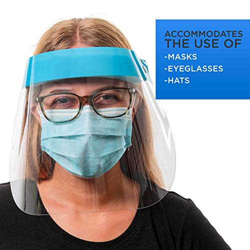 Salon World Safety 200 Face Shields (20 Packs of 10) - Ultra Clear Protective Full Face Shields to Protect Eyes, Nose and Mouth - Anti-Fog PET Plastic, Elastic Headband - Sanitary Droplet Splash Guard - Thumbnail 5