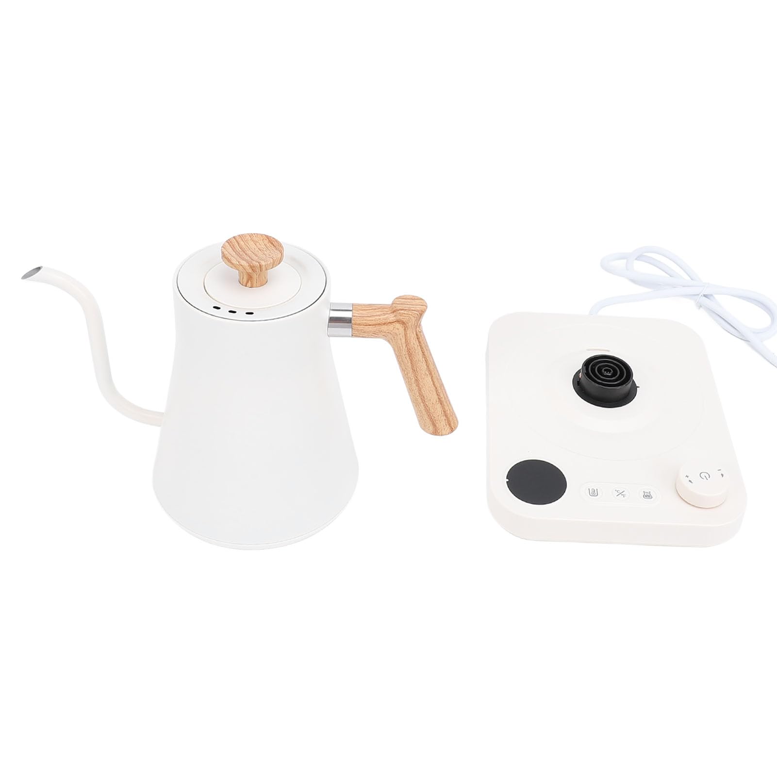 Zerodis Hervidor Eléctrico con Cuello de Cisne Hervidor Eléctrico de 1200 W Tetera Eléctrica con Temporizador de Pantalla LCD y Mantenimiento Caliente de 1 a 24 Horas para (Enchufe europeo 220V)