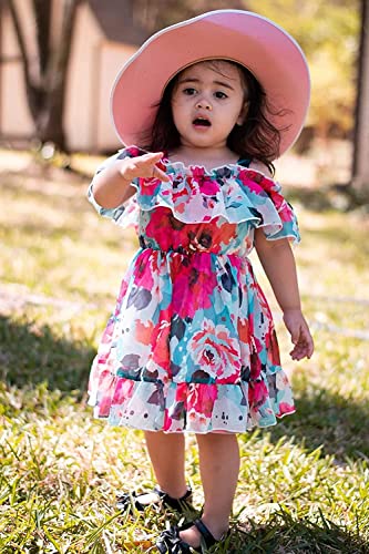 Image of Floral Digital Printed Girls Midi /Knee Length Kids Dress