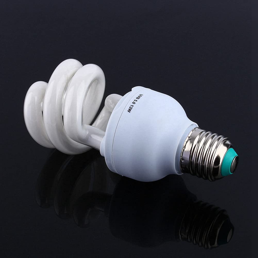 13W UVB 5.0, E27 Baza Energooszczędna Żółw Terrarium Terrarium Lampy REPTILE Żarówka UV, Wydajna do 50 cm, Symuluje pustynię, dostarcza promienie wapnia
