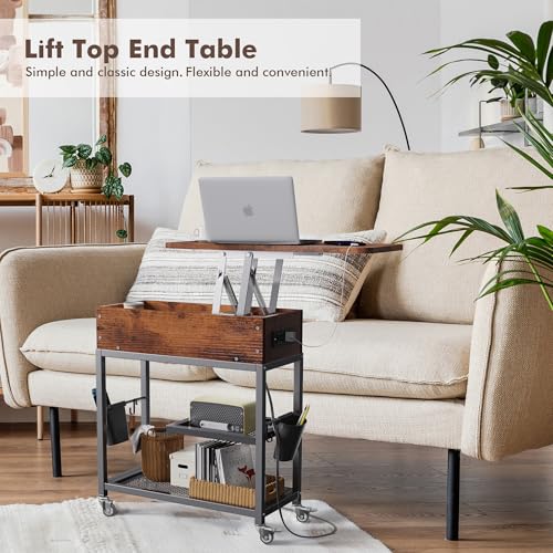 Image of Colima Lift-Top Side Table with Charging Station, USB Ports & AC Outlets