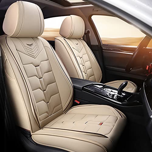 ilbcavne Funda Asiento Coche Polipiel Universal para Land Rover Range Rover Evoque/Range Rover Evoque Van/Range Rover Sport/Range Rover Velar 5 Accesorios (Size:Sin reposacabezas,Color:Beige) Cover
