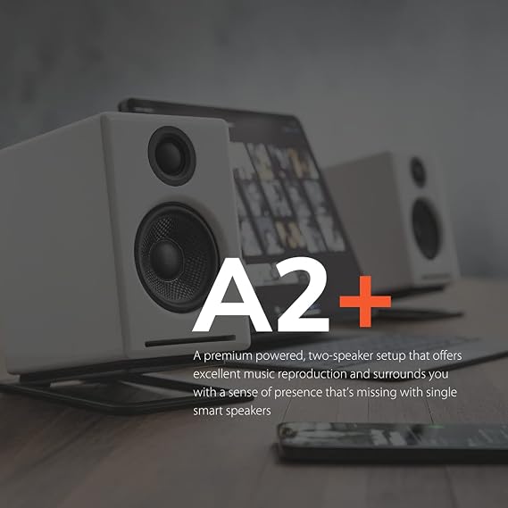 Audioengine A2 White Bluetooth Speakers and DS1M Metal Stands
