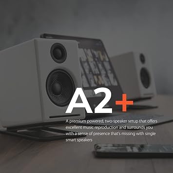 Audioengine A2 White Bluetooth Speakers and DS1M Metal Stands