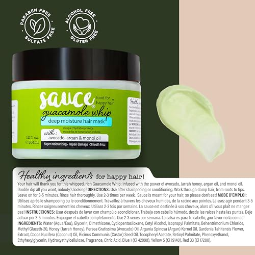 image for SAUCE BEAUTY Guacamole Whip Hair Mask - Deep Conditioning Hair Mask fo