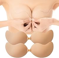 sasiga Sticky Backless Strapless Push-Up Bra - Adhesive Invisible Lift Bras, 2 Pairs Nude for Backless Dresses