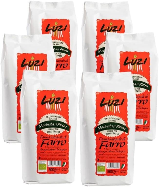 Harina integral de espelta de agricultura biológica, 6 paquetes de 500 gramos, Luzi Food, 3 kg