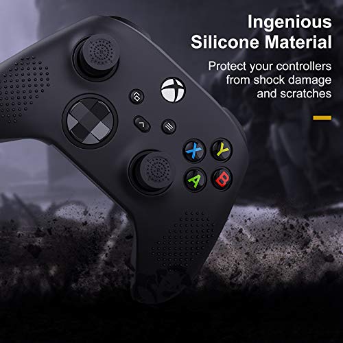 MoKo Case for Xbox Series X/S Controller Skin, Silicone Cover Skin Case with 8 Thumb Grip Caps, Shock-Absorption Anti-Scratch Protective Case for Xbox Series X/S Controller 2020, Black