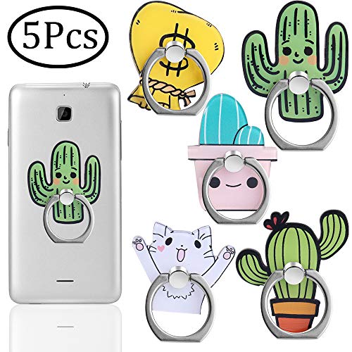 Outee 5 Pcs Cell Phone Ring Holder Cute Cartoon Finger Ring Grip 360 Swivel for Smartphones Tablets