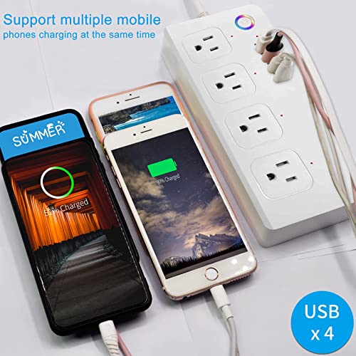Jinvoo Smart Power Strip,4 Usb Ports,And 4 Independently Controlled Smart Outlets,Wifi Surge Protector Works With Alexa Google Home,Smart Home Office Cruise Ship Travel Multi-Plug Extension Cord,10A #TOP5