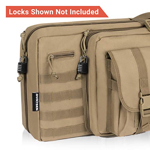 HUNTSEN Tactical Double Long Rifle Pistol Gun Bag Firearm Transportation Case Double Rifle Bag Outdoor Tactical Carbine Cases Water Dust Resistant Long Gun Case Bag