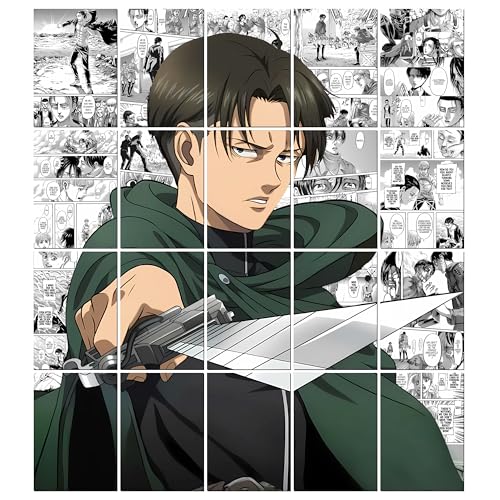 Image of MODERN GALLERY MART Pack of 20 Attack on Titan Levi Ackerman Manga Poster | A4 Size Anime Wall Art (8.3 x 11.7 inch) | Manga Posters with Glue Dots | Anime Poster for Bedroom, Living Room, Office