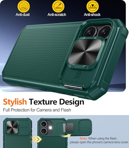 Image of Magnetic for iPhone 17 Case [Slide Camera Cover] [Compatible with Magsafe] [Kickstand] [Military Grade Protection] Shockproof Rugged Case for iPhone 17,Green
