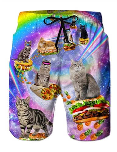 Men‘s Funny Animal Dinosaur Beach Shorts Pants 3D Printing Surfing Board Summer Swimsuit Swim Trunks Cool Ice