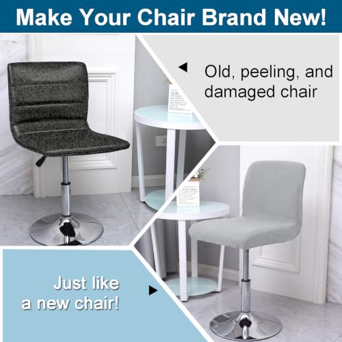 Image of WOMACO Bar Stool Cover with Back Jacquard Fabric Dining Room Square Swivel Barstool Chair Seat Cushion Slipcover for Counter Height Mid Low Back Chair Protector (Light Gray, 2PCS)