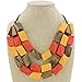 Coiris 3 Layers Faceted Wood Beaded Strand Statement Necklace for Women (N0018-red+Yellow+Brown)
