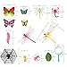 Auihiay 34 Pack Plastic Insect Figures Kit Includes Assorted Bugs, Lifelike Butterfly, Dragonfly, Magnifying Glass and Leaves for Children Education Insect Themed Party