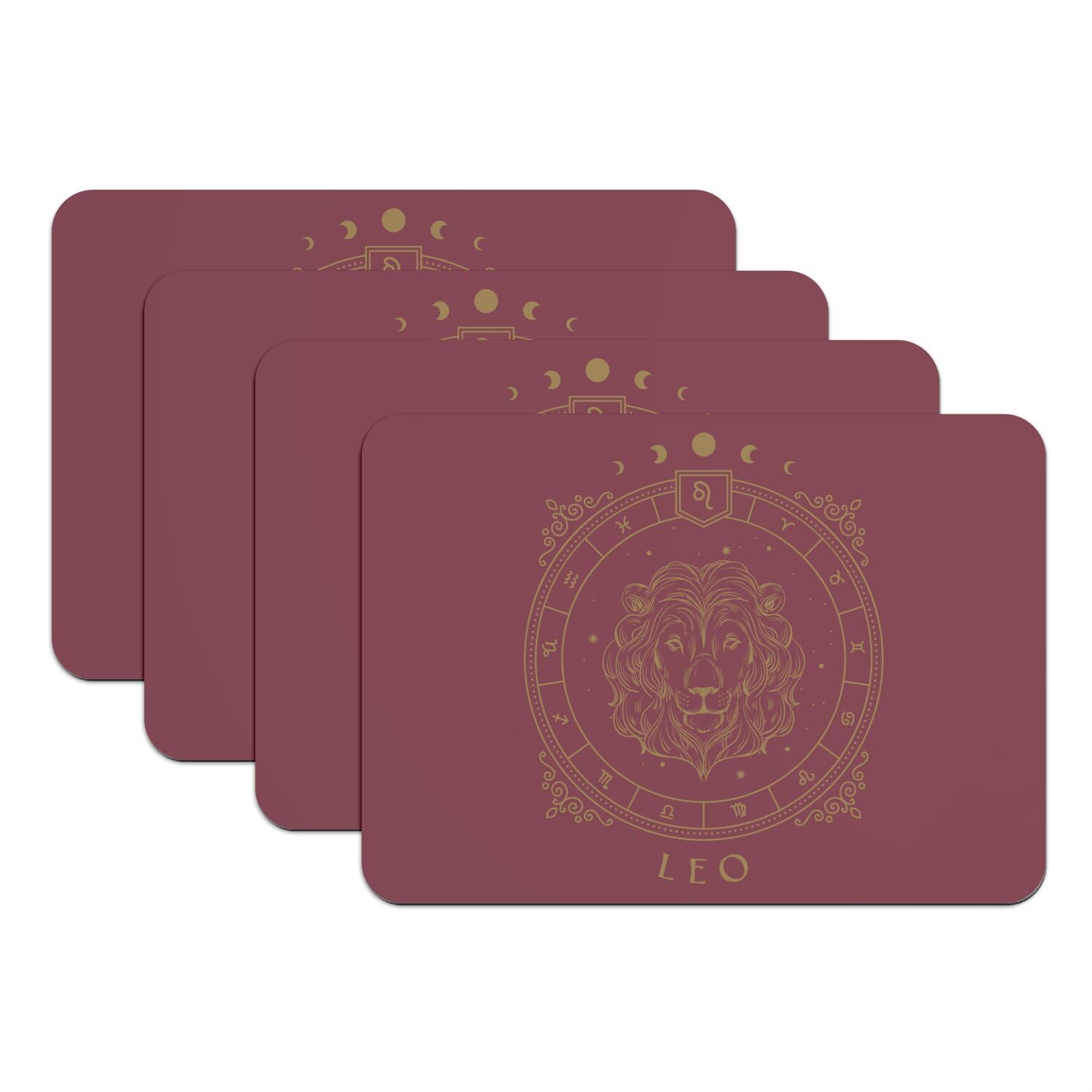 Set de table astrologie rouge grand format 4 pièces tarot lion