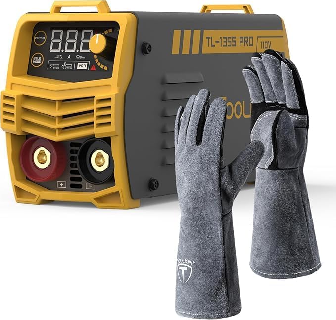 TOOLIOM 135A 110V Stick Welder+16 Inches 932℉ Welding Gloves