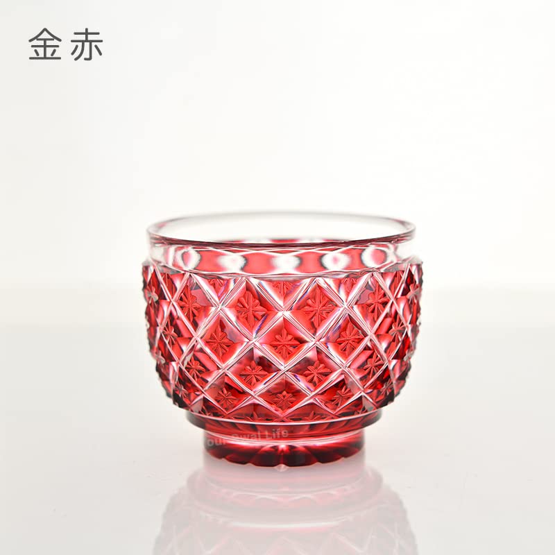 Amazon.co.jp: 島津興業 薩摩切子 猪口(大) C-34 (金赤) : ホーム