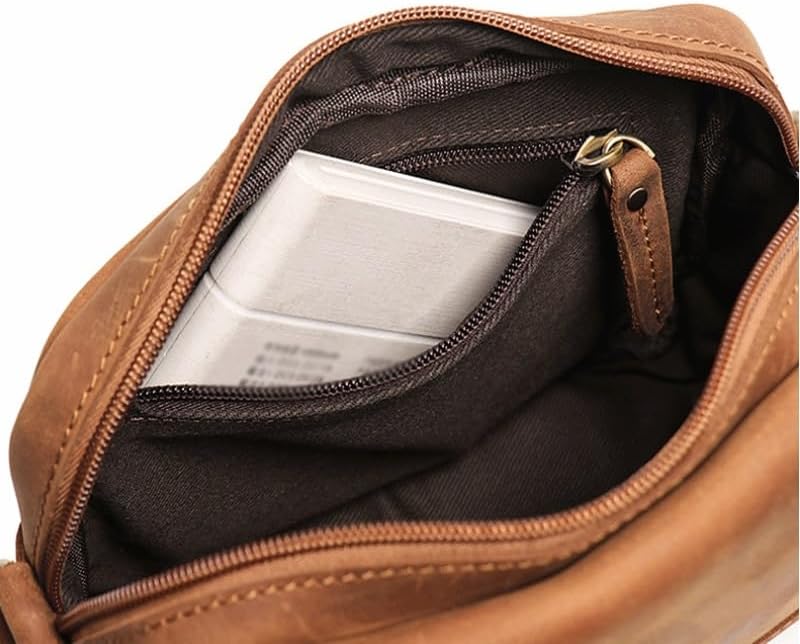 Retro Genuine Leather Men's Crossbody Bag Large Capacity Small Square