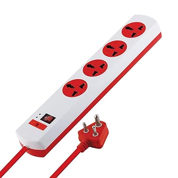 MX 4 Way Outlet Power Strip with Universal Socket, Master Switch, Fuse, LED Indicator, Spike Guard Extension Board Auto detect Wire Connection, 1.5 Meter (MX-3768-1.5m)