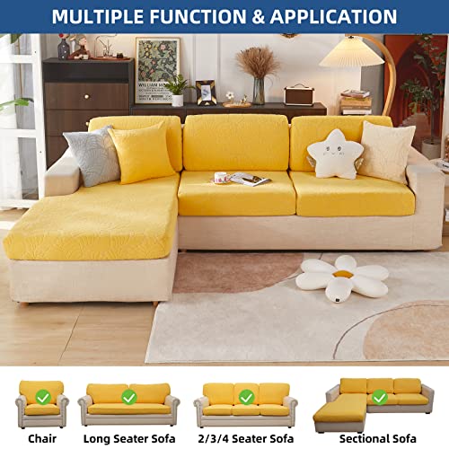 Eismodra Sectional Couch Covers For L Shaped Chaise Lounge Stretch 3 Cushion Couch Sofa Slipcovers For Dogs Pet 2 Cushion Seat Leather L Shape Furniture Protector,Yellow X-Large (Only 1 Piece) #TOP1