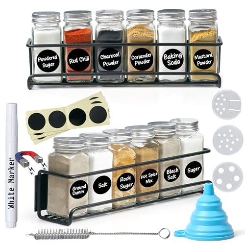 Vdomus Magnetic Spice Rack - Set of 18 - Fridge Storage Shelf for...