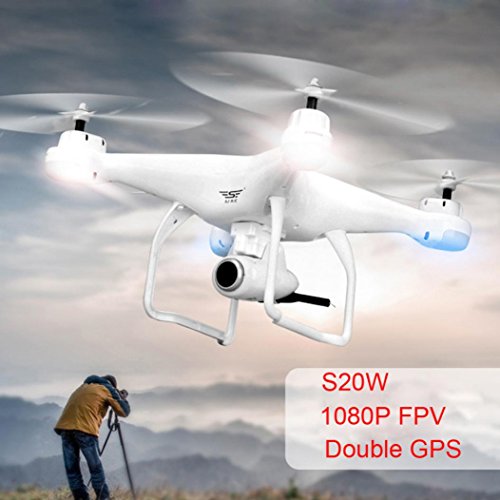 Preisvergleich Produktbild Sunsee Sjrc S20W Intelligente Drohne GPS-Positionierung Folgt Automatisch Drohne HD Bildübertragung Antenne Quadcopter 1080P Dual GPS Kamera-und Foto-Funktionen GPS FPV RC Drohne (weiß)