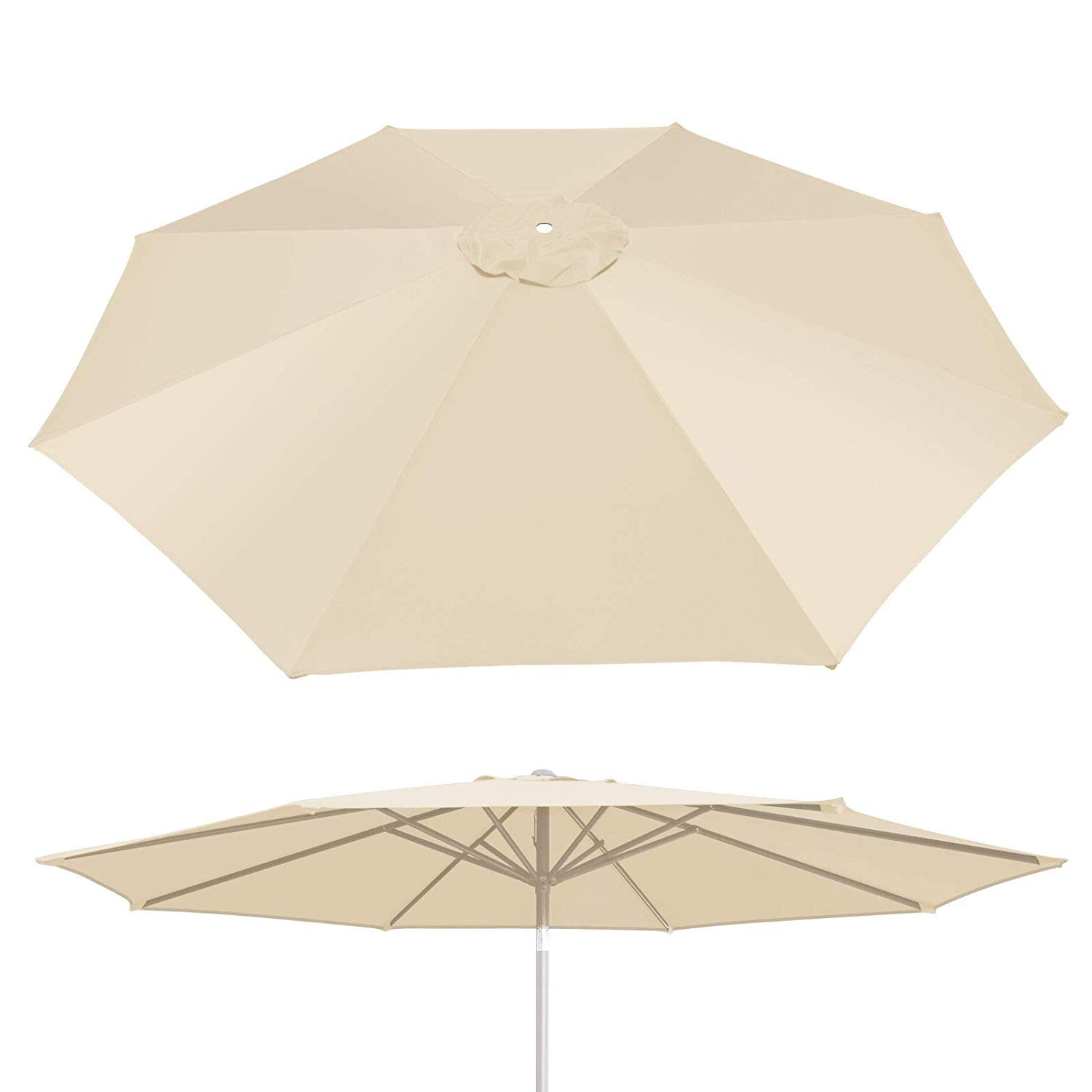BenefitUSA UC-12 Canopy 10ft 8 Rib Patio Replacement Top Outdoor (Off-White) Umbrella Cover