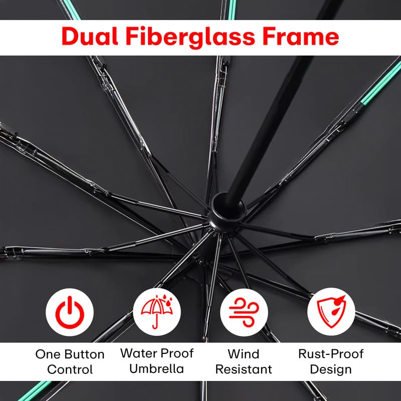 Image of PRIME PICK Gradient Automatic Umbrella - Windproof and UV-Resistant Foldable Umbrella with One-Button Auto Open Close, Sturdy Frame, Compact and Travel-Friendly