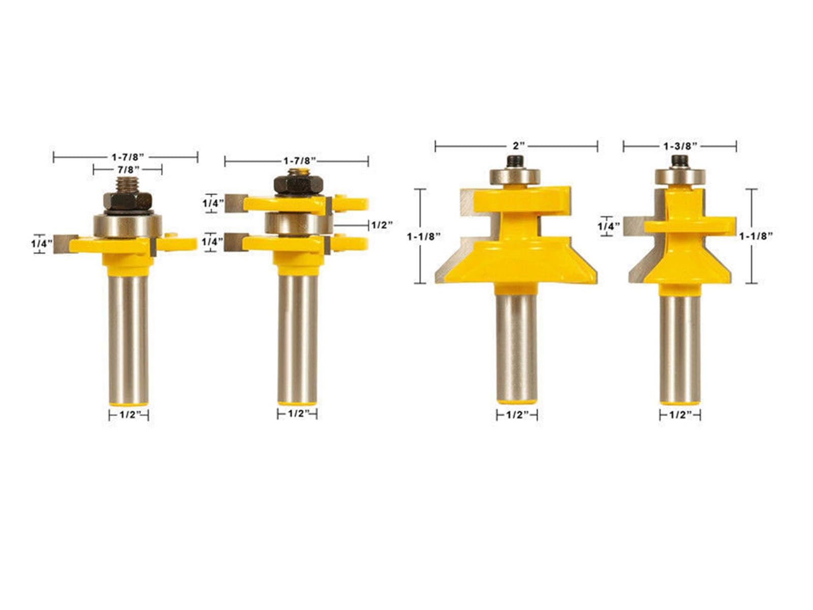 4 sztuk 1/2 "/12.7mm Shank V-notch Tongue Grooving zestaw bitów do frezowania linia wolframu nóż czop frez narzędzia do obróbki drewna