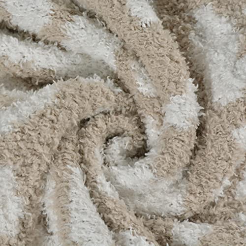 Fluffy Leopard Throw Blanket Super Soft Knitted Blanket 50"X60" Cozy Warm Blanket Chunky Knit Blanket Fluffy Blankets For Couch Sofa Bed Office, Leopard Cream #TOP7