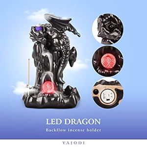 Dragon backflow incense holder waterfall incense burner smoke incense holderwith 70 backflow incense cones50 incense stick1 mat1 tweezers ornament home decorblack brown  urban country home decor