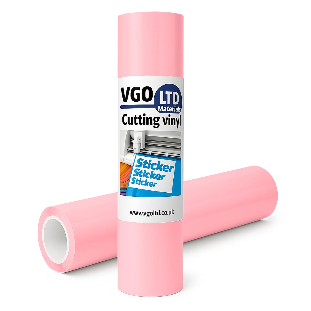 VGOLTD Permanent Adhesive Vinyl Roll –Glossy Self Adhesive Cutting Vinyl Easy Weed Vinyl for Decals Mugs Car Stickers & DIY Crafts Compatible with Cricut & Silhouette Machines (Baby Pink, 60 x 200 cm) — image 1