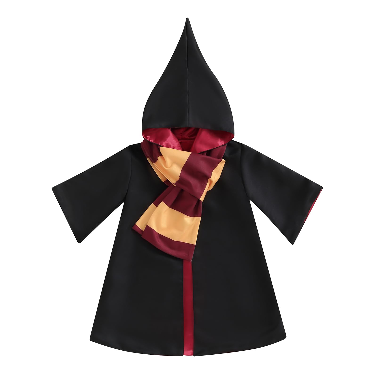 Kids Toddler Baby Girl Boy Wizard Costume Long Sleeve Hooded Robe Infant Halloween Outfits (Red, 3-4T)