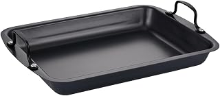 Sartén rectangular para asar pescado - Bandeja antiadherente para hornear con asa para verduras, carnes a la barbacoa - Plancha plana de inducción de acero inoxidable de 40 x 28,5 x 9 cm