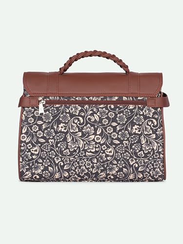 Image of ZOUK Heritage Satchel Bag - Gwalior Weaves | Jute | Vegan Leather Handcrafted With Detachable Sling Strap