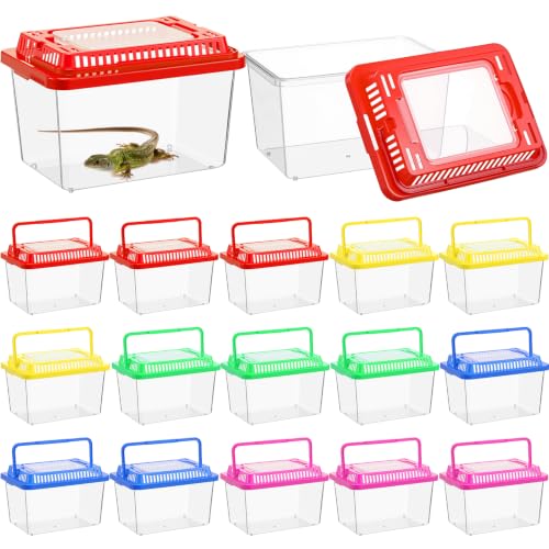 Image of LemonRoad 35 Pcs Plastic Reptile Terrariums Carrier Cage Enclosure Snake Breeding Box Hatching Container Fish Tank with Ventilated Lid for Tarantula Spider Turtle Lizard (Classic,5.1x3.5x3.5 Inch)