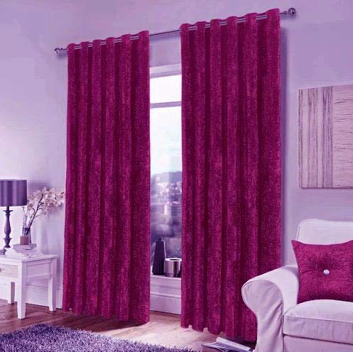 Image of Velvet Solid Grommet Long Door Curtain, Long Door 5 Feet, Magenta, Pack of 2