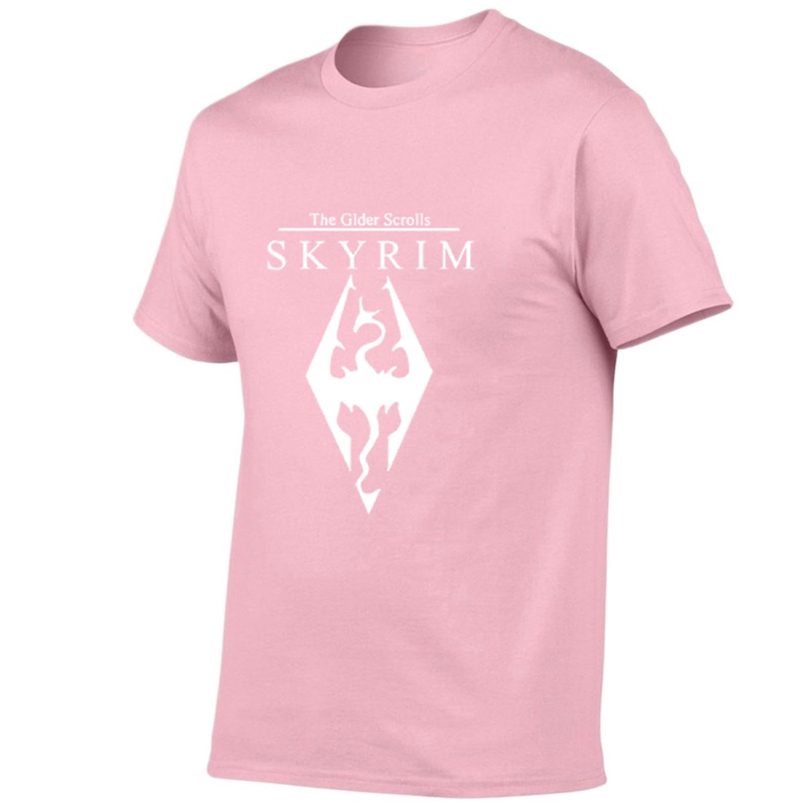 Tshirt Men Skyr-im，Short-Sleeved Crew Tshirts，Breathable Wicking Training Clothing with Graphic(Pink,3XL)