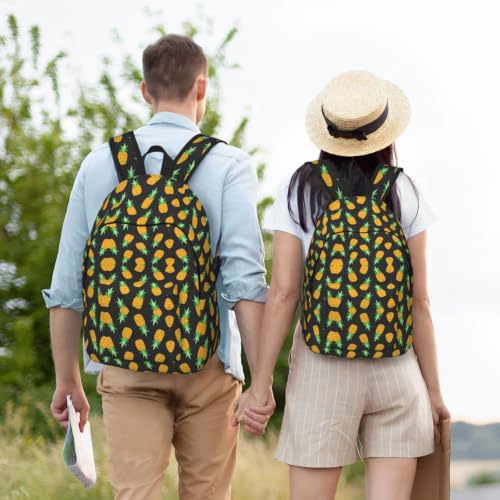 Mochila de lona de moda clásica CHAbu con diseño de piña color Black 6
