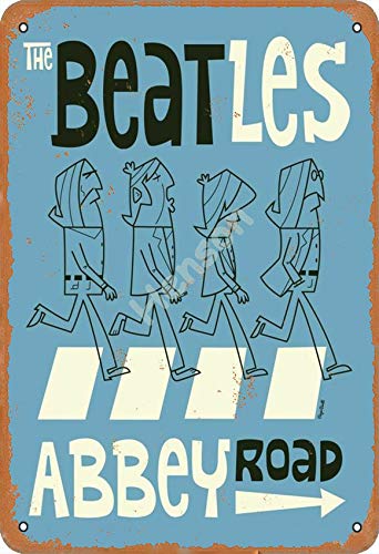 Henson The Beatles Abbey Road Vintage Tin Sign Logo 12 * 8 inches Advertising Eye-Catching Wall Decoration - Les Beatles, Paul McCartney, John Lennon, RIngo Starr, George Harrison Henson The Beatles Abbey Road Vintage Tin Sign Logo 12 * 8 inches Advertising Eye-Catching Wall Decoration