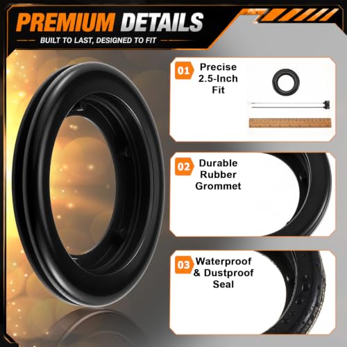 Image of Pangda 10 Pack 2.5 Inch Rubber Grommets for Truck Trailer Boat Lights with 2 Prong Pigtails Trailer Side Marker Lights Grommets with 2 Pin Wire Pigtail Connector Kit for Truck RV Boat