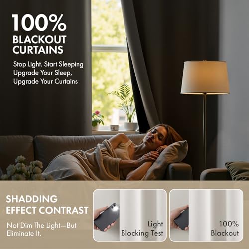 Image of MIULEE Ivory 100% Blackout Curtains for Bedroom 40x63 Inch Long 2 Panels | 2 Thick Layers Thermal Insulated Window Curtains with Black Liner, Noise Reducing Grommet, Drapes for Living Room