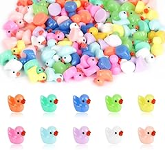 TDUNSYA Pack of 100 Ducks Resin, Bunt Mini Duck Figures, Small Ducks, Mini Resin Ducks, Figures Miniature Ducks, Miniature Resin Ducks for Aquarium Miniature Garden