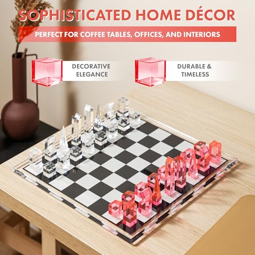 Set de Ajedrez Acrílico Moderno Rosado miniatura 2