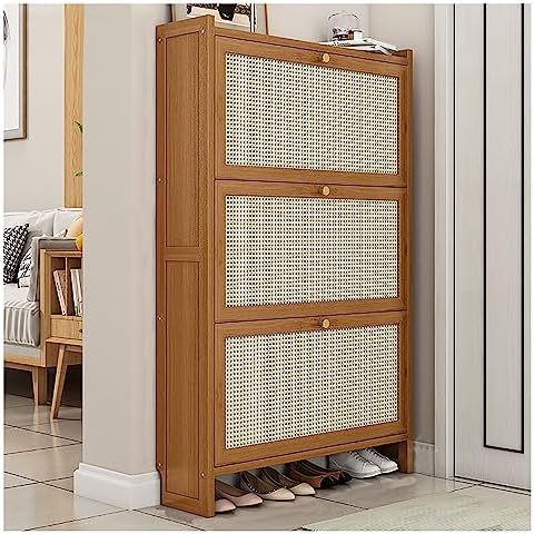 玄関用靴キャビネット靴キャビネット、自立型靴ラックオーガナイザー、玄関木製靴キャビネット、ドア付きモダンなスリム靴キャビネット、玄関