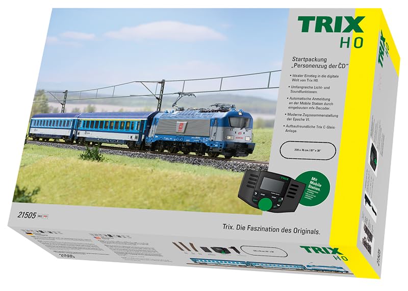 TRIX 21505 - Kit di partenza per treno passeggeri della ČD, corsia H0, con Mobile Station e grande ovale del binario, 220 x 76 cm